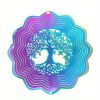 1pc Colorful Tree Of Life Wind Chime Spinner Laser Cut 3D Stainless Steel Sequins Garden Reflective Pendant Bird Scare Repeller, 3.94inch - Flower - 1