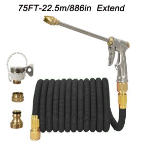 1pc High Pressure Thickened Car Washing Hose; Garden Water Pipe Metal Water Gun Nozzle; Retractable Water Hose Car Washing Tool Set - 75FT-22.5m Exten