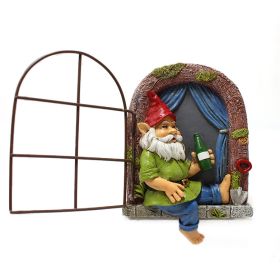 New Dwarf window door ornaments creative resin courtyard garden tree hanging landscape decoration crafts - 10.5*4*15cm - Resin