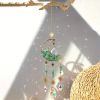 1pc Rainbow Maker Sun Catcher - Indoor/Outdoor Window Prism Moon Mini Dream Catcher with Crystals and Healing Stones - Garden Tree Decorations - Green