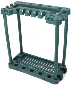 Portable Rolling Utility Storage Rack with Wheels for Garden Tools - Green