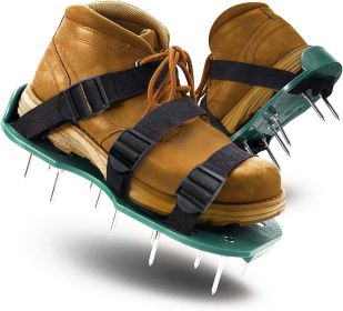 DUCHIFAD Lawn Aerator Shoes, Metal Spike Sandals for Aerating Lawn Soil, One-Size-Fits-All, Pre-Assembled Grass Aerator Tools for Yard Lawn - Green