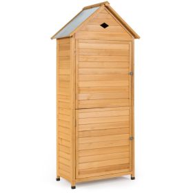 Wooden Outdoor Lockable Garden Tool Storage - Natural