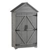 39.56"L x 22.04"W x 68.89"H Outdoor Storage Cabinet Garden Wood Tool Shed Outside Wooden Closet with Shelves and Latch, Gray/Brown - Gray