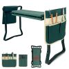 Foldable Garden Kneeler and Seat Gardening Bench with Two Tool Pouches and 6"/8" Widen Soft Kneeling Pad - KM4020