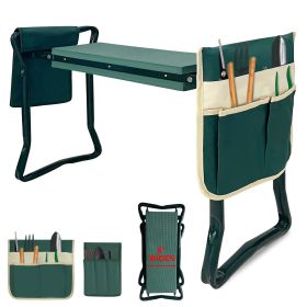 Foldable Garden Kneeler and Seat Gardening Bench with Two Tool Pouches and 6"/8" Widen Soft Kneeling Pad - KM4020