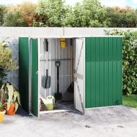 Garden Tool Shed Green 88.6"x35"x63.4" Galvanized Steel - Green