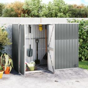 Garden Tool Shed Gray 88.6"x35"x63.4" Galvanized Steel - Gray