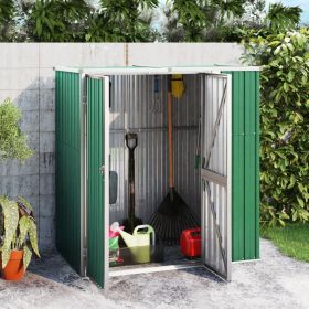 Garden Tool Shed Green 63.4"x35"x63.4" Galvanized Steel - Green