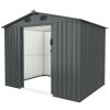 Outdoor Storage Shed, 8' X 6' Galvanized Steel Garden Shed with 4 Vents & Double Sliding Door, Utility Tool Shed Storage House for Backyard, Patio, La