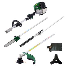 4 in 1 Multi-Functional Trimming Tool, 38CC 4 stroke Garden Tool System with Gas Pole Saw, Hedge Trimmer, Grass Trimmer, and Brush Cutter EPA Complian