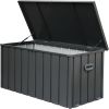 150 Gallon Outdoor Storage Deck Box Waterproof, Large Patio Storage Bin for Outside Cushions, Throw Pillows, Garden Tools, Lockable (Dark Gray) - as P