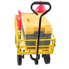 Tools cart Wagon Cart Garden cart trucks make it easier to transport firewood Yellow - as Pic