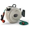 Home & Garden Retractable Hose Reel Wall Mounted With Hose Nozzle - As pic show - 98 ft