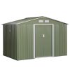 9' x 6' Outdoor Storage Shed, Garden Tool House with Foundation, 4 Vents, and 2 Easy Sliding Doors for Backyard, Patio, Garage, Lawn, Green - as Pic