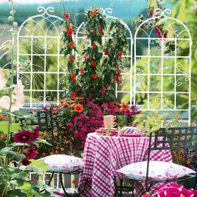 4 Pack Metal Garden Trellis 86.7" x 19.7" Rustproof Trellis for Climbing Plants Outdoor Flower Support Cream White - as Pic