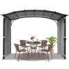 Patio Pergola 9 x 11ft Arched Gazebo with Waterproof Sun Shade Shelter Awning Steel Frame Grape Gazebo for Garden Backyard -Grey - as Pic