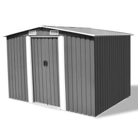 Garden Storage Shed Gray Metal 101.2"x80.7"x70.1" - Grey