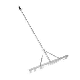 Landscape Rake with Long Handle for Loosening Soil Lawn Care Weeding Lake - Silver - Style B