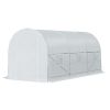 Walk-In Tunnel Greenhouse, Large Garden Hot House Kit with 6 Roll-up Windows & Roll Up Door 15' x 7' x 7' -AS - as picture