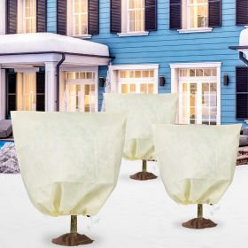 3Pcs Winter Plant Cover Bags with Drawstring 32.67x43.3in Plant Freeze Protector Reusable Non-Woven Plant Frost Blanket for Outdoor Garden Plants - Co