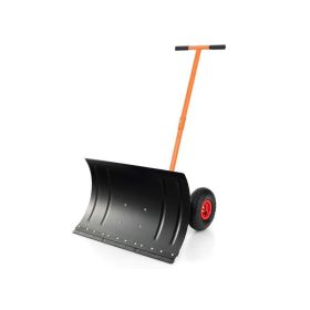 Outdoor T-Handle Snow Shovel with Wheels - As pic show - Style A