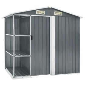 Garden Shed with Rack Gray 80.7"x51.2"x72" Iron - Grey