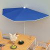 Garden Half Parasol with Pole 70.9"x35.4" Azure Blue - Blue