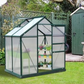 6'L x 4'W 7'H Portable Walk-In / Garden polycarbonate walk-in greenhouse - Green