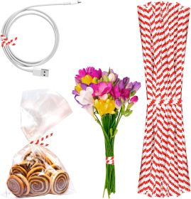 Pack of 2000 Red Paper Twist Ties 4' Long and 3/16' Red Stripes Twist Ties for Plastic Trash Bread Bags Paper Coated Ties Multi Function Strong Wire T