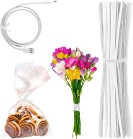 Pack of 2000 Paper Twist Ties 4' Long and 3/16' Wide White Twist Ties for Plastic Trash; Bread Bags Paper Coated Ties Bendable Multi Function Strong W