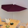 Garden Half Parasol with Pole 70.9"x35.4" Bordeaux Red - Red