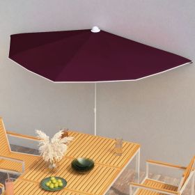 Garden Half Parasol with Pole 70.9"x35.4" Bordeaux Red - Red