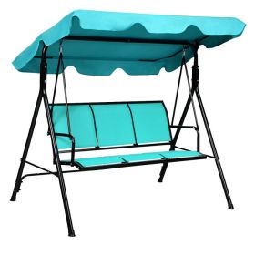 3 Person Steel Frame Patio Swing with Polyester Angle and Adjustable Canopy - Blue