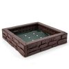 2-In-1 HDPE Kids Sandbox with Cover and Bottom Liner - Brown