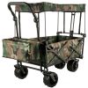 VEVOR Collapsible Folding Wagon with Removable Canopy, Heavy Duty Foldable Wagon Utility Cart for Garden, Camping, Grocery Cart, Beach Wagon Cart with