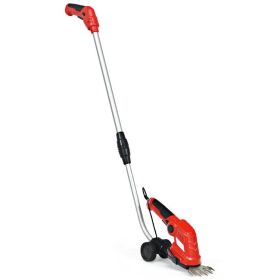 7.2V Cordless Grass Shear with Extension Handle and Rechargeable Battery - Red