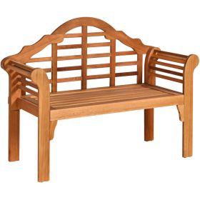 49 Inch Eucalyptus Wood Outdoor Folding Bench with Backrest Armrest for Patio Garden - Eucalyptus wood