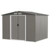 8 x 6 Feet Galvanized Steel Storage Shed for Garden Yard - Gray