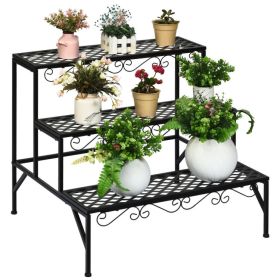 3 Tiers Metal Decorative Plant Stand - Black