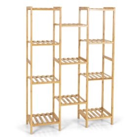 9/11-Tier Bamboo Plant Stand for Living Room Balcony Garden - Natural