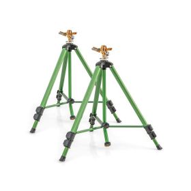 360 Degree Rotation Impact Sprinkler on Tripod Base Set of 2 - Green - L