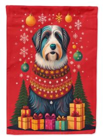 Bearded Collie Holiday Christmas Garden Flag Mailbox Flag Decorative Yard Flag Banner Outside Patio Artwork Yard Flower Beds, Garden Size, Multicolor