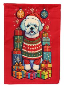 Bichon Frise Holiday Christmas Garden Flag Mailbox Flag Decorative Yard Flag Banner Outside Patio Artwork Yard Flower Beds, Garden Size, Multicolor