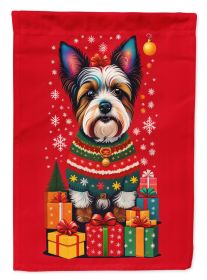 Biewer Terrier Holiday Christmas Garden Flag Mailbox Flag Decorative Yard Flag Banner Outside Patio Artwork Yard Flower Beds, Garden Size, Multicolor