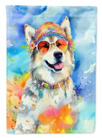 Alaskan Malamute Hippie Dawg Garden Flag Mailbox Flag Decorative Yard Flag Banner Outside Patio Artwork Yard Flower Beds, Garden Size, Multicolor