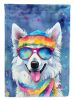 American Eskimo Hippie Dawg Garden Flag Mailbox Flag Decorative Yard Flag Banner Outside Patio Artwork Yard Flower Beds, Garden Size, Multicolor