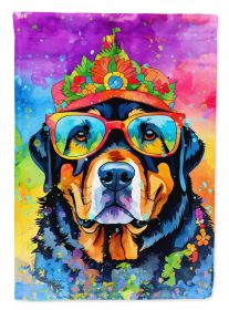 Rottweiler Hippie Dawg Garden Flag Mailbox Flag Decorative Yard Flag Banner Outside Patio Artwork Yard Flower Beds, Garden Size, Multicolor