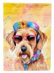 Airedale Terrier Hippie Dawg Garden Flag Mailbox Flag Decorative Yard Flag Banner Outside Patio Artwork Yard Flower Beds, Garden Size, Multicolor