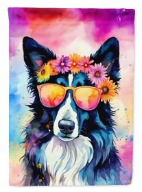 Border Collie Hippie Dawg Garden Flag Mailbox Flag Decorative Yard Flag Banner Outside Patio Artwork Yard Flower Beds, Garden Size, Multicolor